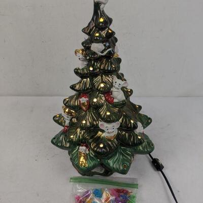 Vintage Christmas Tree Lamp with Light Up Dove Ornaments - Great Condition