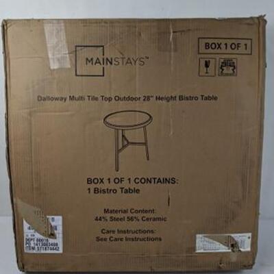 Mainstays Dalloway Round Patio Bistro Table with Tile Top - New, Open Box