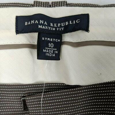 Banana Republic Martin Fit Trouser Pants, Stretch sz 10, Taupe w/ white, Cropped