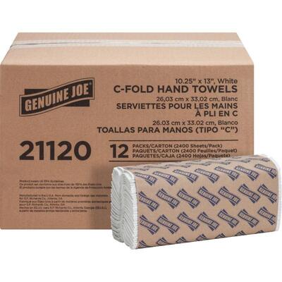 Genuine Joe, GJO21120, C-Fold Paper Towels, 2400/Carton, White - New
