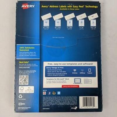 Avery Easy Peel Laser Address Labels, White, 3000 Labels/100 Sheets (5160) - New