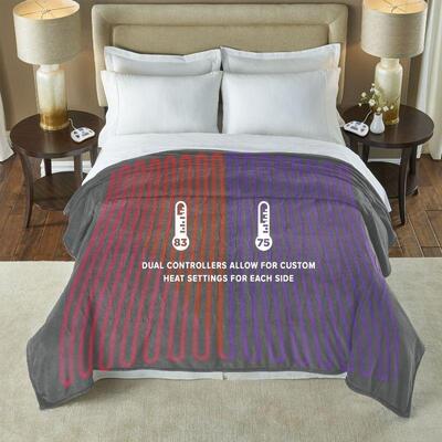Serta Luxury Plush Electric Heated Blanket, King, Gray - New