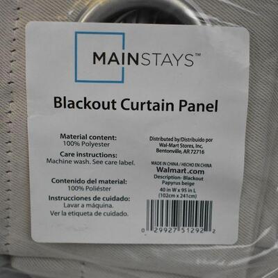 Qty 2 Mainstays Blackout Grommet Curtain Panels, Beige, 40
