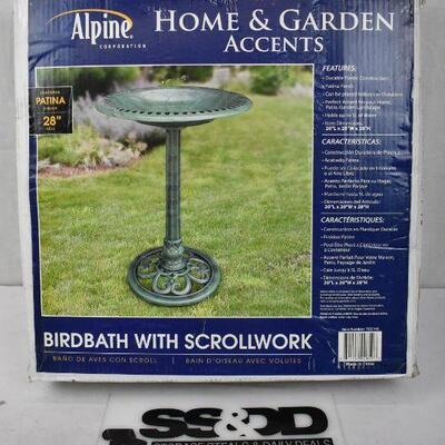 Alpine Corporation 28-Inch Outdoor Plastic Garden Bird Bath, Green