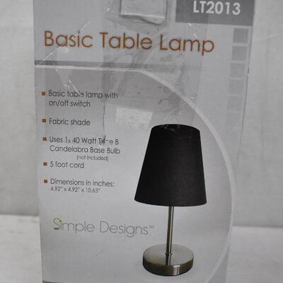 Simple Designs Sand Nickel Mini Basic Table Lamp with Fabric Shade, Blue - New