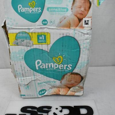 Pampers Baby Wipes Sensitive Perfume Free, 7X Refill Packs, 448 Ct - New