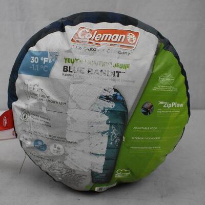 Coleman Kids 30F Mummy Sleeping Bag for Camping or Sleepovers - New