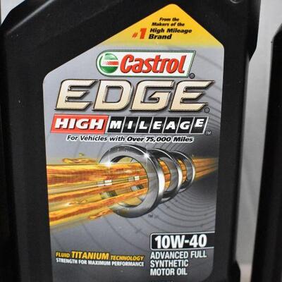 Castrol Edge High Mileage Synthetic Motor Oil. 10W-40, 4 Quarts - New