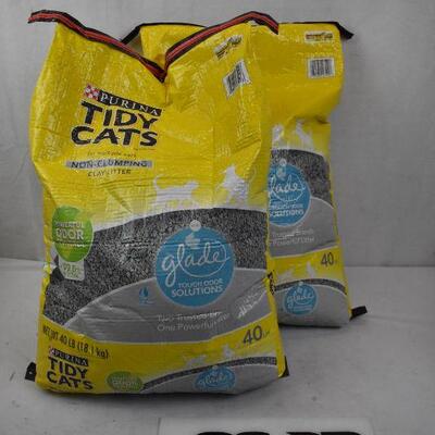2 Bags Purina Tidy Cats Non Clumping Cat Litter, Clear Springs, 40lbs/each - New