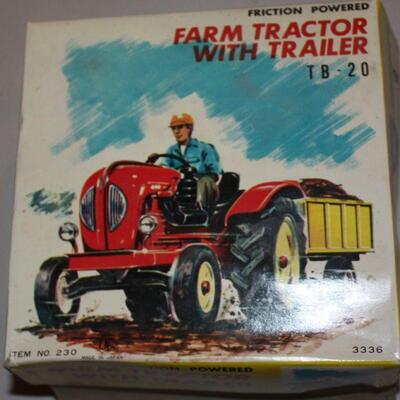 New Vintage Farm Tractor with Trailer