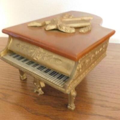 Vintage Metal Grand Piano Music Trinket Box Box 8