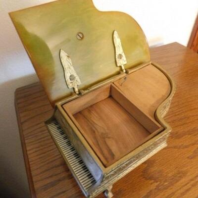 Vintage Metal Grand Piano Music Trinket Box Box 8