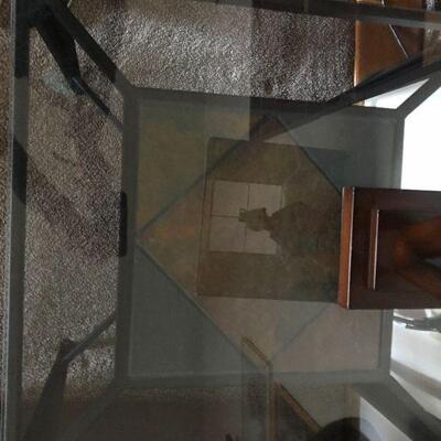A set of Iron and Glass Tables for Living Room 