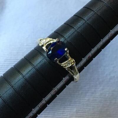 Vintage Sterling and Sapphire Style Ring.  Size 7