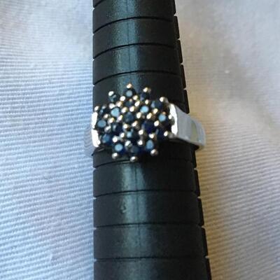 Vintage Sterling and Sapphire Style Cluster Ring. Size 7