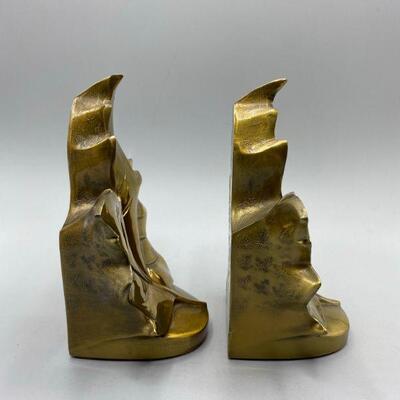 Vintage Brass Maple Leaf Bookends by Philadelphia Manufacturing Co YD#011-1120-00199