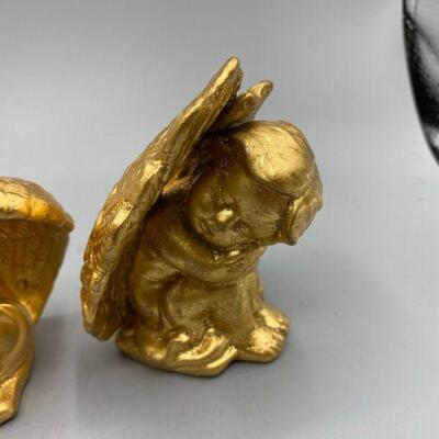 Set of 3 Gold Painted Cherub Angel Figurines YD#012-1120-00077