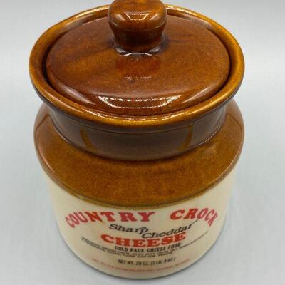 Vintage Country Crock Sharp Cheddar Cheese Lidded Canister Crock YD#011-1120-00201