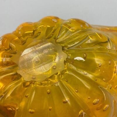 Marigold Yellow Leaf Shaped Bubble Glass Dish YD#011-1120-00203