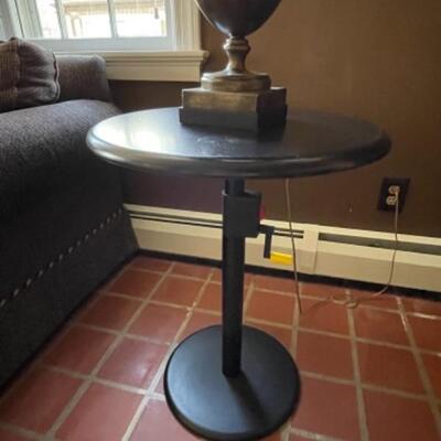 Round black side table