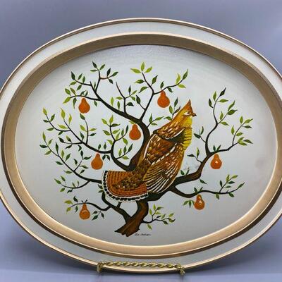 Mid Century Partridge in a Pear Tree Oval Platter Tray  YD#011-1120-00210