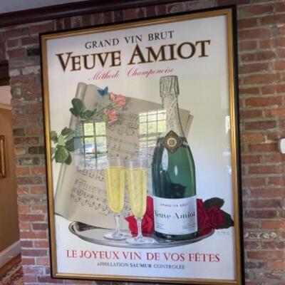 Large framed original vintage poster Veuve Amiot 