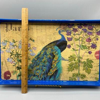 Colorful Peacock & Floral Serving Tray