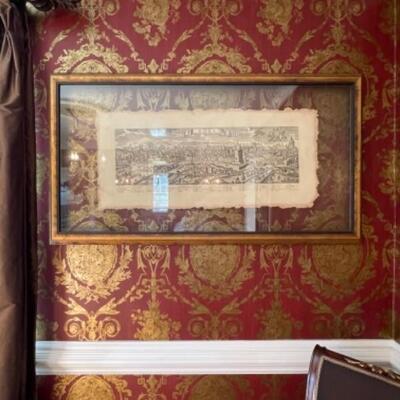 Antique Roma framed map etching