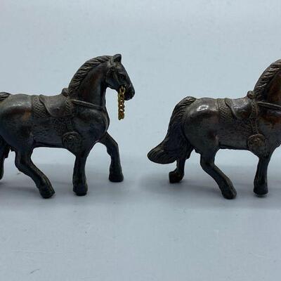 Pair of Vintage Copper Finish Pot Metal Horse Carnival Prize Figurines YD#011-1120-00020