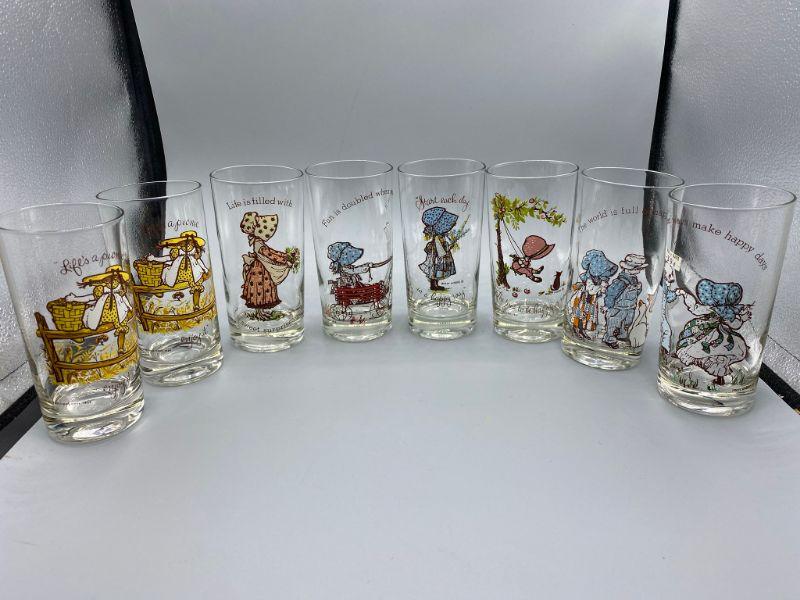 70s vintage Holly Hobbie drinking glasses, fun is doubled, special friends