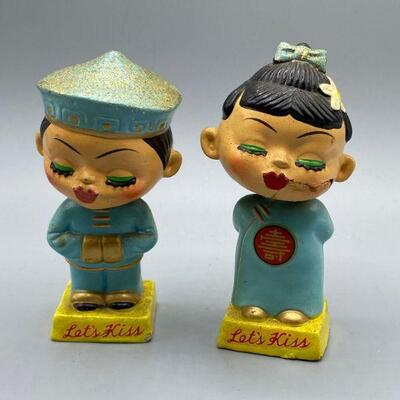 Vintage Pair of Japanese Let's Kiss Bobblehead Banks YD#012-1120-00064