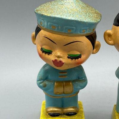 Vintage Pair of Japanese Let's Kiss Bobblehead Banks YD#012-1120-00064