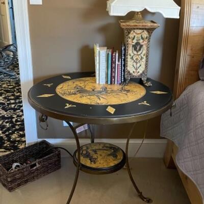 Round two tiered painted table