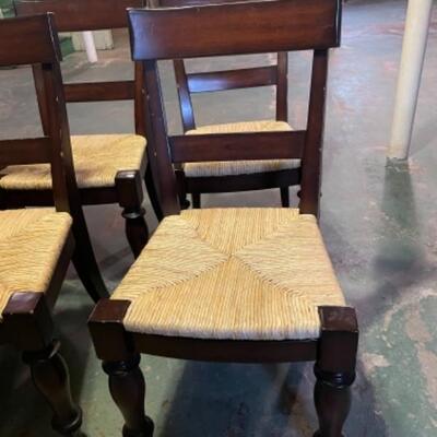 6 wood chairs with rush seats