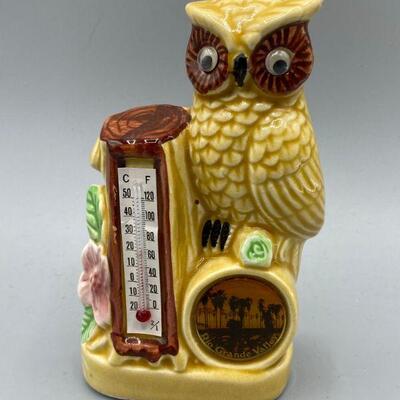 Vintage Rio Grande Valley Ceramic Owl Temperature Gauge Souvenir Figurine YD#017-1120-00023