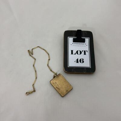 .46. Antique | GF | Square Locket/Watch Fob | 10K Chain