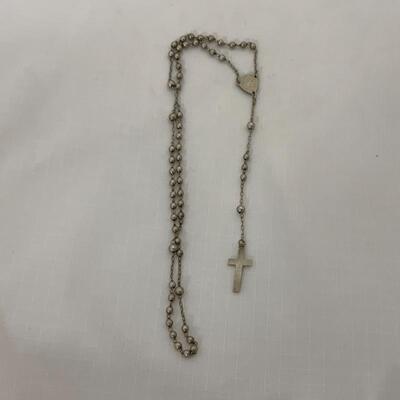 .48. Antique | Sterling Childâ€™s Rosary | Mesh Finger Bag