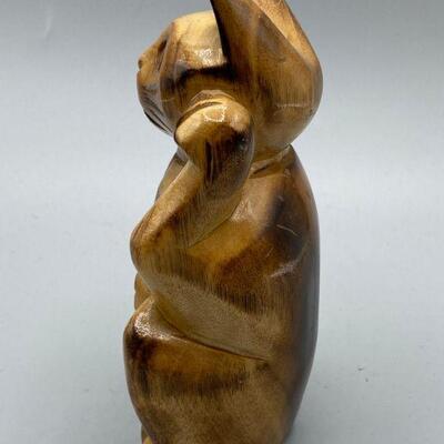 Vintage Hawaii Souvenir Carved Wood Lucky Cat Figurine YD#011-1120-00095