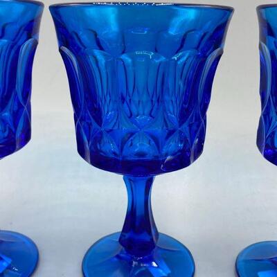 Set of 8 Vintage True Blue Noritake Perspective Pressed Glass Goblets Glasses YD#013-1120-00034