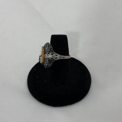 .57. Sterling | Enhable Style Cameo Ring | Marcasite | Edwardian