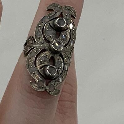 .60. Art Deco | Indian | Sterling & White Sapphire Ring