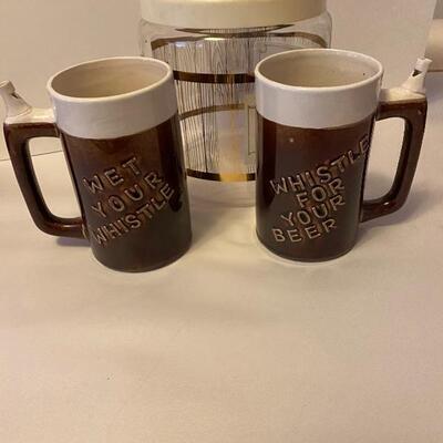 Whistle mugs and cracker container
