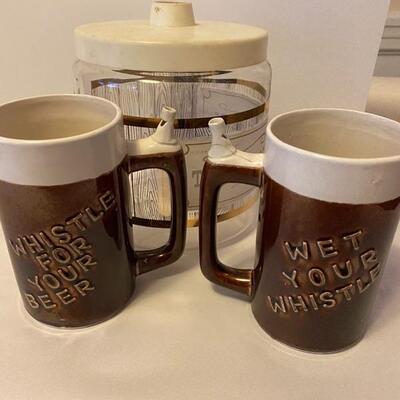 Whistle mugs and cracker container
