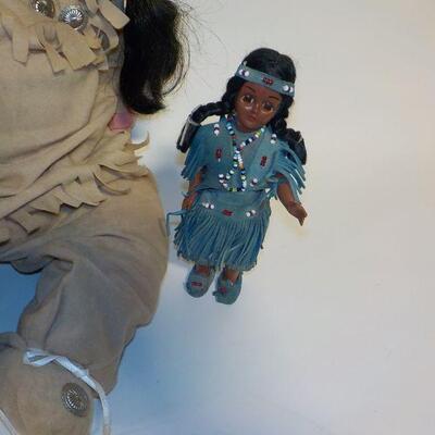 hand crafted native american indian doll with mini doll.