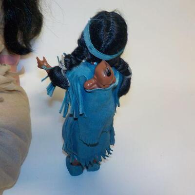hand crafted native american indian doll with mini doll.