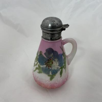 .82. Antique | Hand Painted | Glass Syrup Server