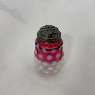 .83. Antique | Opalescent Cranberry Coin-Dot | Sugar Shaker