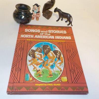 Hand carve stone ware and songs and stories of north american indians,