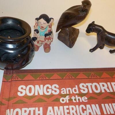 Hand carve stone ware and songs and stories of north american indians,