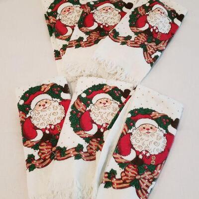 Lot 9: New/Old Stock (6) Vintage Santa Hand Towels 